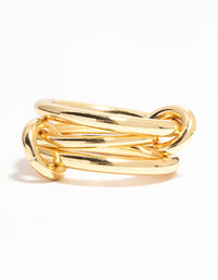 Gold Plated Stacked Connected Links Ring - link has visual effect only