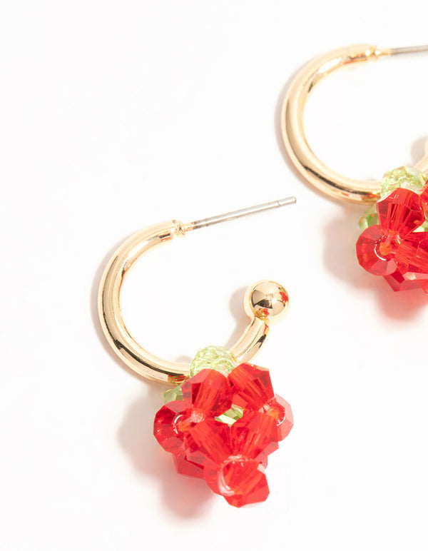 Gold Fruit Charm Hoop Earrings 2-Pack