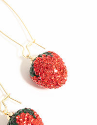 Gold Red Diamante Strawberry Drop Earrings - link has visual effect only