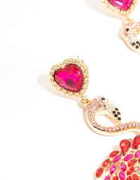 Gold Pink Diamante Flamingo Drop Earrings - link has visual effect only