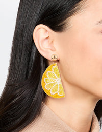 Yellow Beaded Lemon Drop Earrings - link has visual effect only