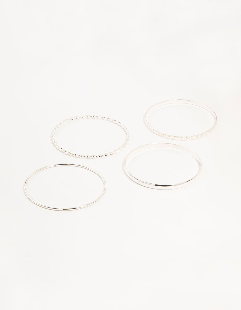Silver Twisted Bangles 4-Pack