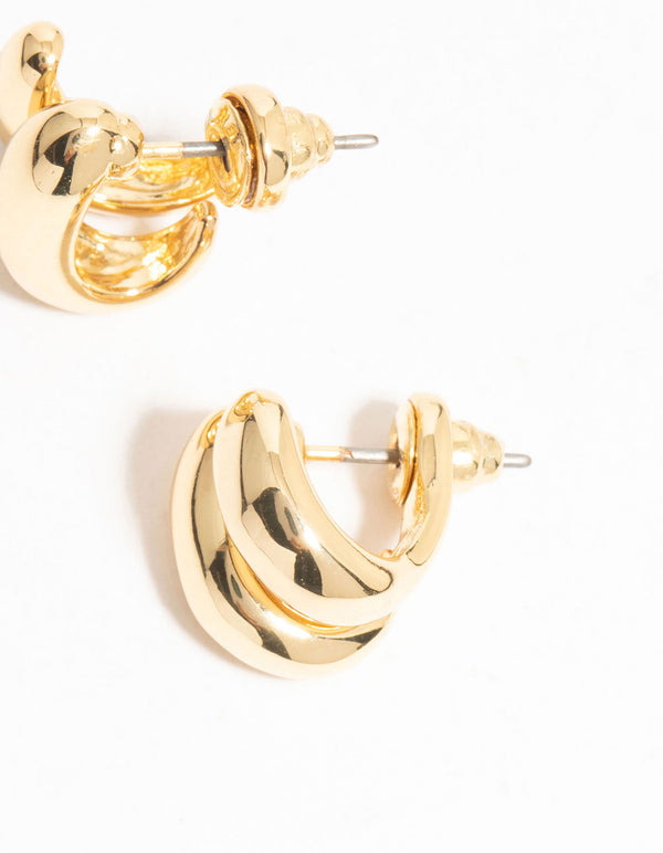 Gold Plated Double Mini Stud Earrings