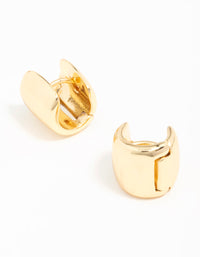 Gold Plated Wide Mini Huggie Earrings - link has visual effect only