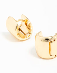 Gold Plated Wide Mini Huggie Earrings - link has visual effect only