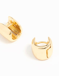 Gold Plated Wide Mini Huggie Earrings - link has visual effect only