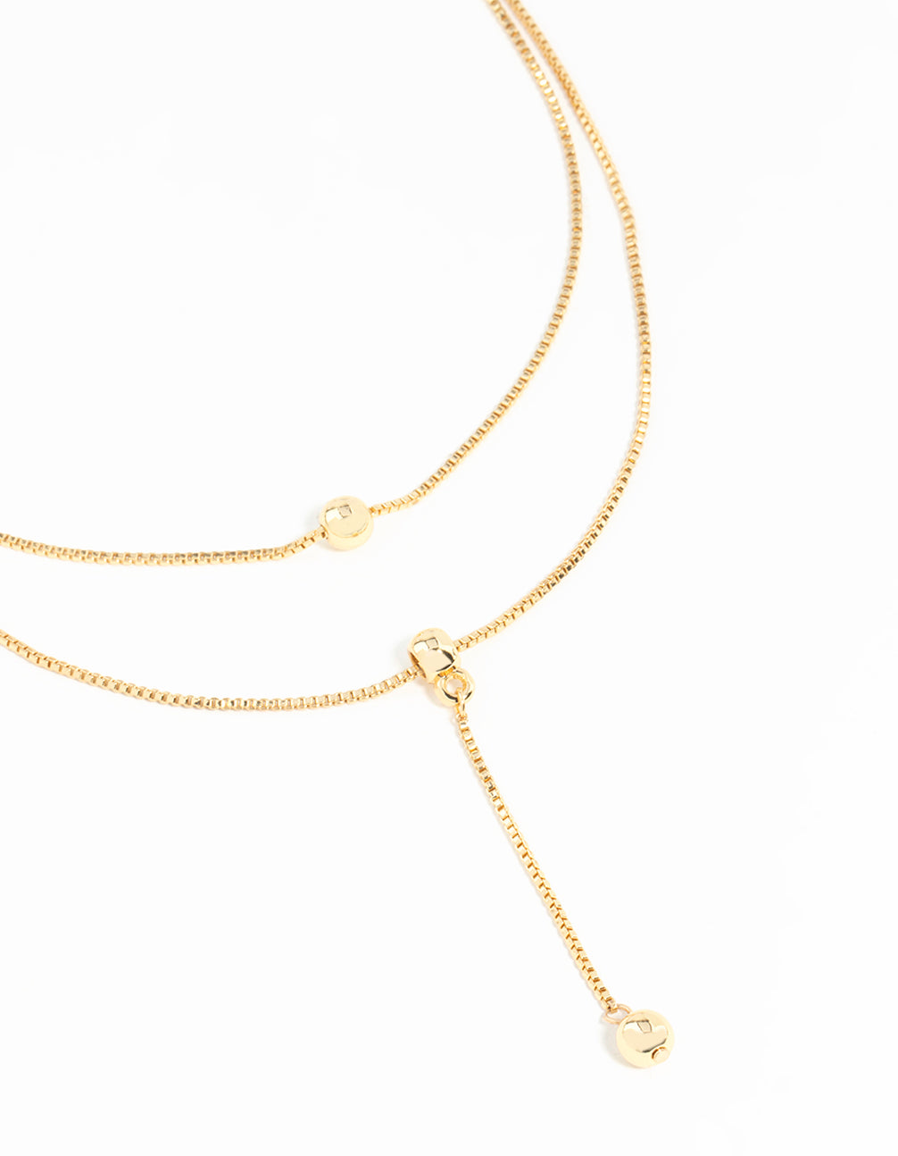 Gold Plated Box Chain Layered Necklace
