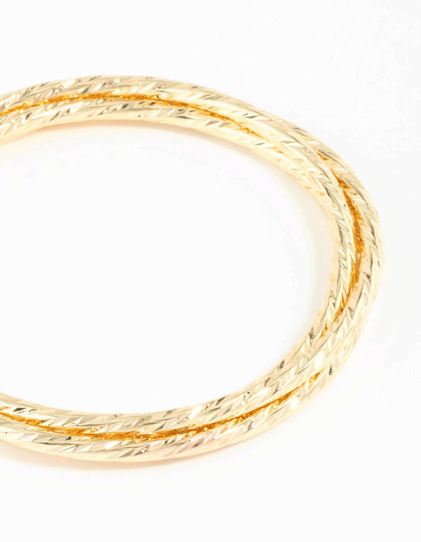Gold Plated Textured Bangles 3-Pack