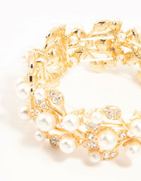 Gold Diamante Floral Stretch Bracelet - link has visual effect only