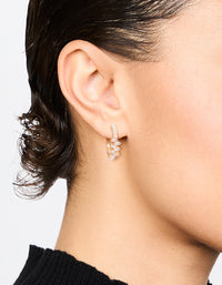 Gold Plated Pearl & Cubic Zirconia Hoop Earrings - link has visual effect only