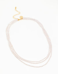 Gold Plated Pearl Layered Necklace - link has visual effect only