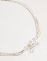 Silver Cubic Zirconia Cupchain Bow Bracelet - link has visual effect only