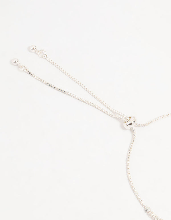 Silver Cubic Zirconia Cupchain Bow Bracelet