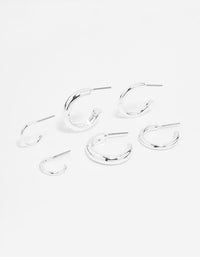 Silver Smooth Hoop Earrings 3-Pack - link has visual effect only