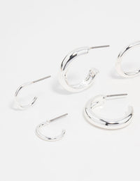 Silver Smooth Hoop Earrings 3-Pack - link has visual effect only