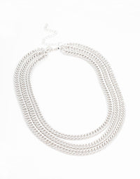 Silver Curb Chain Layered Necklace - link has visual effect only