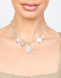 Silver Heart & Cross Charm Necklace - link has visual effect only