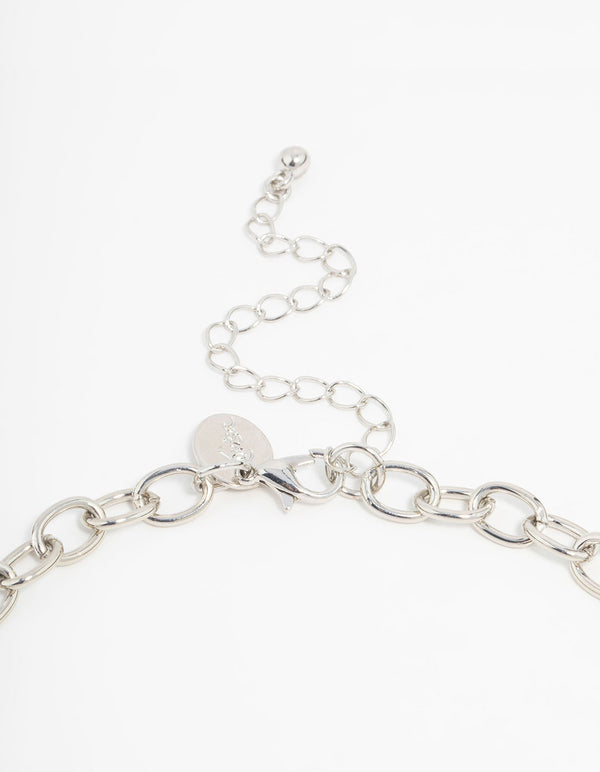 Silver Heart & Cross Charm Necklace