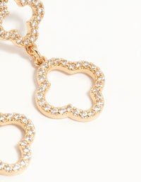 Gold Cubic Zirconia Flower Drop Earrings - link has visual effect only