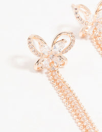Rose Gold Cubic Zirconia Butterfly Drop Earrings - link has visual effect only
