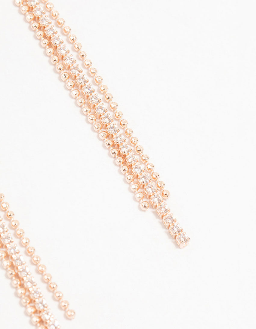 Rose Gold Cubic Zirconia Butterfly Drop Earrings