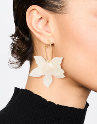 Rose Gold White Marble Flower Hoop Earrings - link has visual effect only