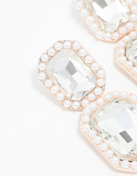 Rose Gold Pearl & Diamante Cocktail Earrings - link has visual effect only