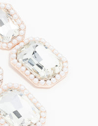 Rose Gold Pearl & Diamante Cocktail Earrings - link has visual effect only