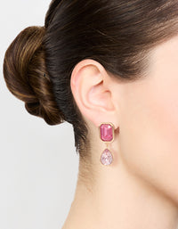 Rose Gold Pink Diamante Drop Earrings - link has visual effect only