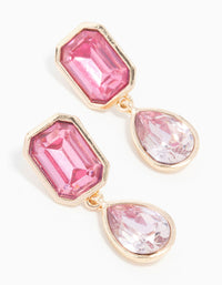 Rose Gold Pink Diamante Drop Earrings - link has visual effect only