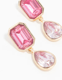 Rose Gold Pink Diamante Drop Earrings - link has visual effect only