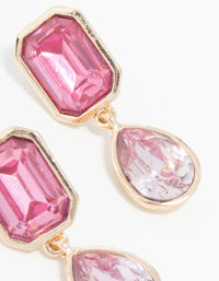 Rose Gold Pink Diamante Drop Earrings - link has visual effect only