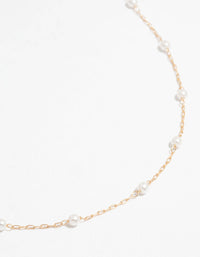 Gold Fine Pearl Station Necklace - link has visual effect only