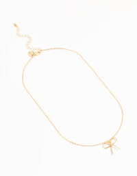 Gold Fine Metal Bow Necklace - link has visual effect only