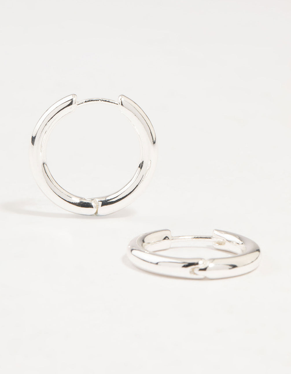 Silver Round Medium Huggie Earrings