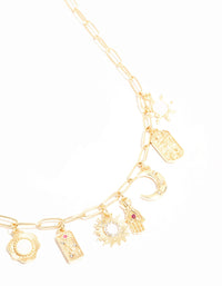 Gold Celestial Themed Charm Necklace - link has visual effect only