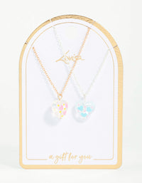 Acrylic Painted Heart Pendant Necklaces 2-Pack - link has visual effect only