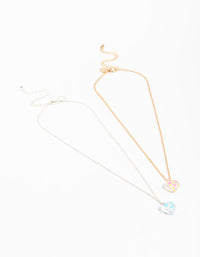 Acrylic Painted Heart Pendant Necklaces 2-Pack - link has visual effect only