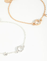 Mixed Metals Open Circle Diamante Bracelets 2-Pack - link has visual effect only