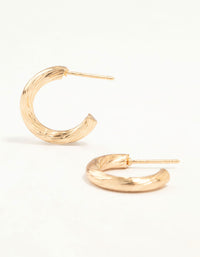 Gold Fine Textured Hoop Earrings - link has visual effect only