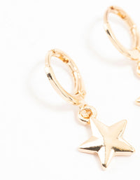 Gold Star Drop Hoop Earrings - link has visual effect only