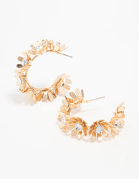 Gold Diamante Flower Hoop Earrings - link has visual effect only