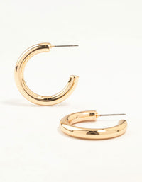 Gold Medium Slim Hoop Earrings - link has visual effect only