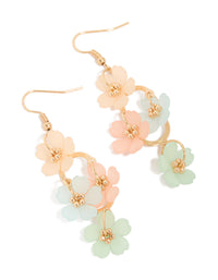 Gold Multicoloured Frosted Flower Drop Earrings - link has visual effect only