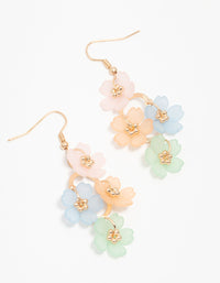 Gold Multicoloured Frosted Flower Drop Earrings - link has visual effect only