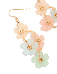 Gold Multicoloured Frosted Flower Drop Earrings - link has visual effect only