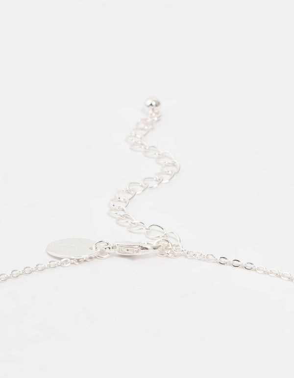 Silver Glitter Cross Necklace