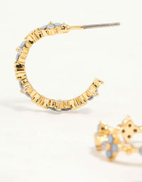 Gold Plated Cubic Zirconia Floral Hoop Earrings - link has visual effect only