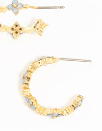 Gold Plated Cubic Zirconia Floral Hoop Earrings - link has visual effect only