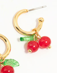 Gold Plated Cherry & Croissant Hoop Earrings 2-Pack - link has visual effect only